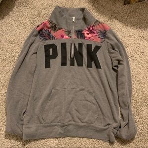 Pink Hawaiian print 1/4 zip